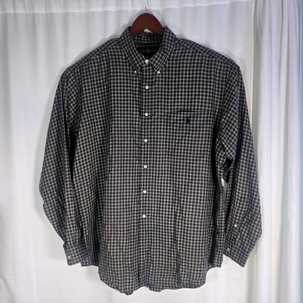 Ralph Lauren Plaid‎ Classic Fit Button Down Shirt Men's Long Sleeve XL